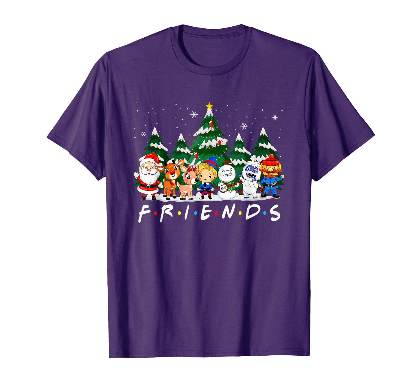 Christmas Friends Santa Rudolph Snowman Xmas Family Pajamas T-Shirt