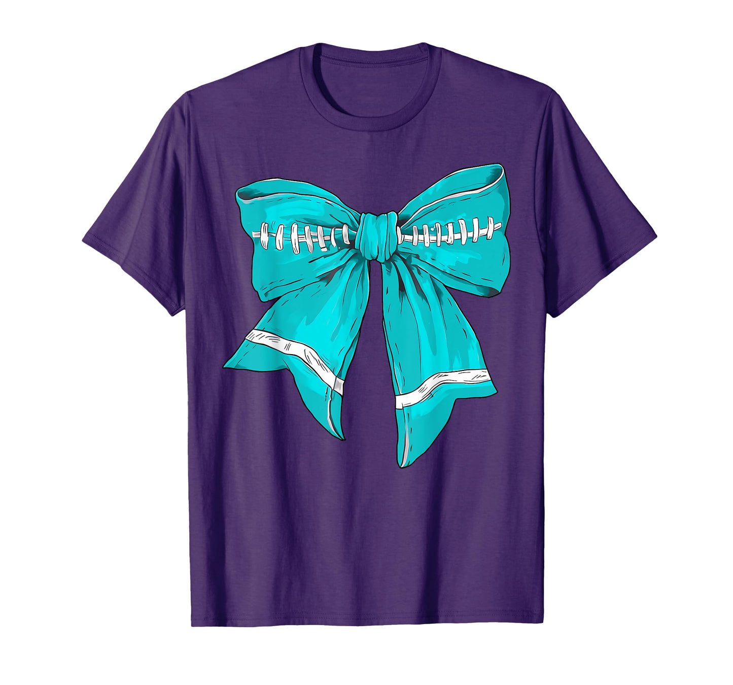 Football Game Day Teal Ribbon Cervical Cancer Awareness T-Shirt