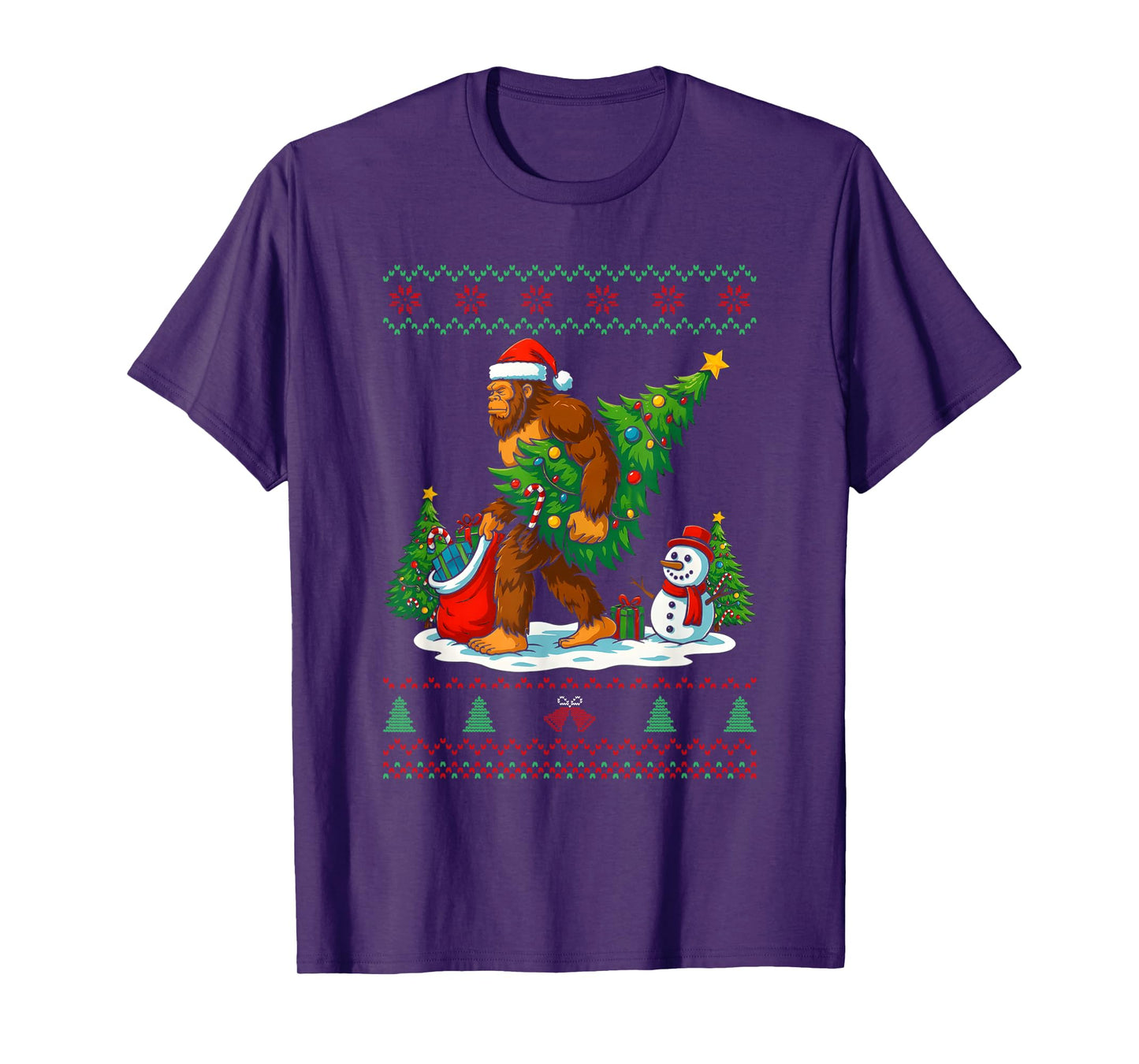 Most Wonderful Christmas Bigfoot Christmas Tree Lights Xmas T-Shirt