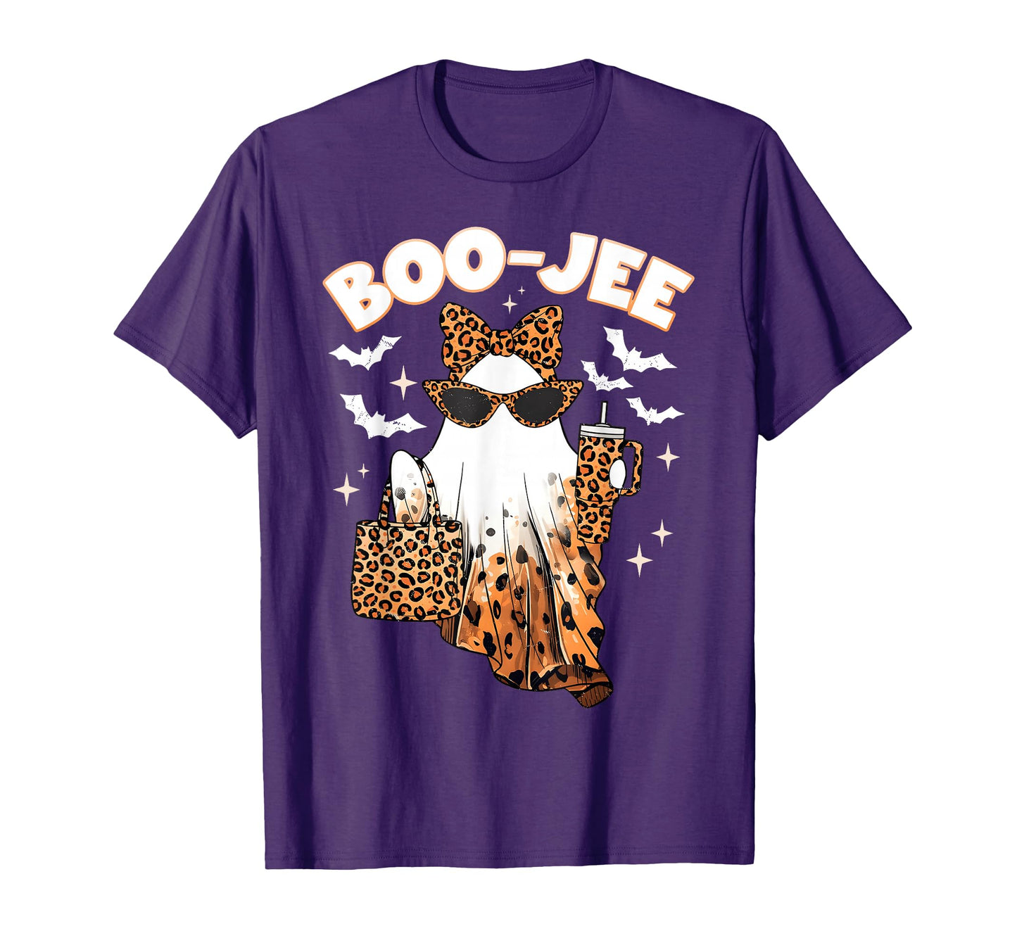 Coquette Leopard Ghost Coffee Boo-JEE Halloween Boujee Ghost T-Shirt