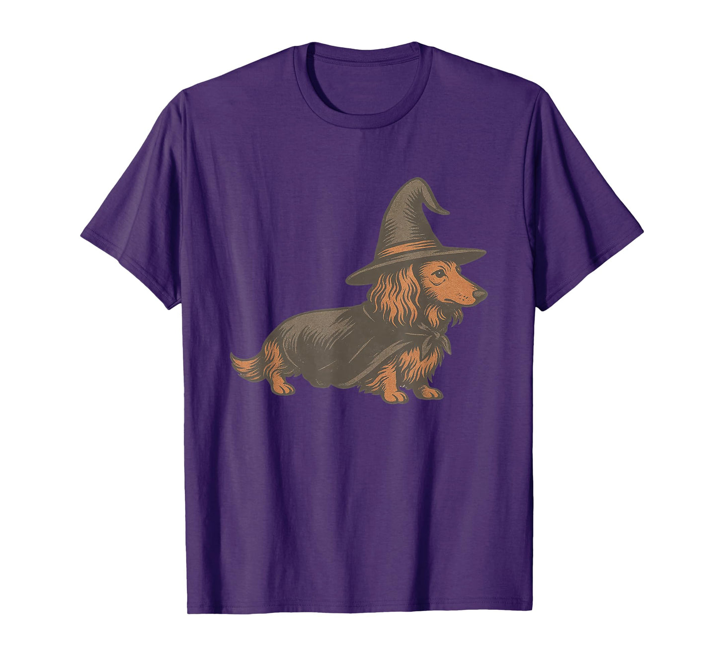 Retro Dachshund Halloween Wiener Dog Pumpkin Weenie Witch T-Shirt