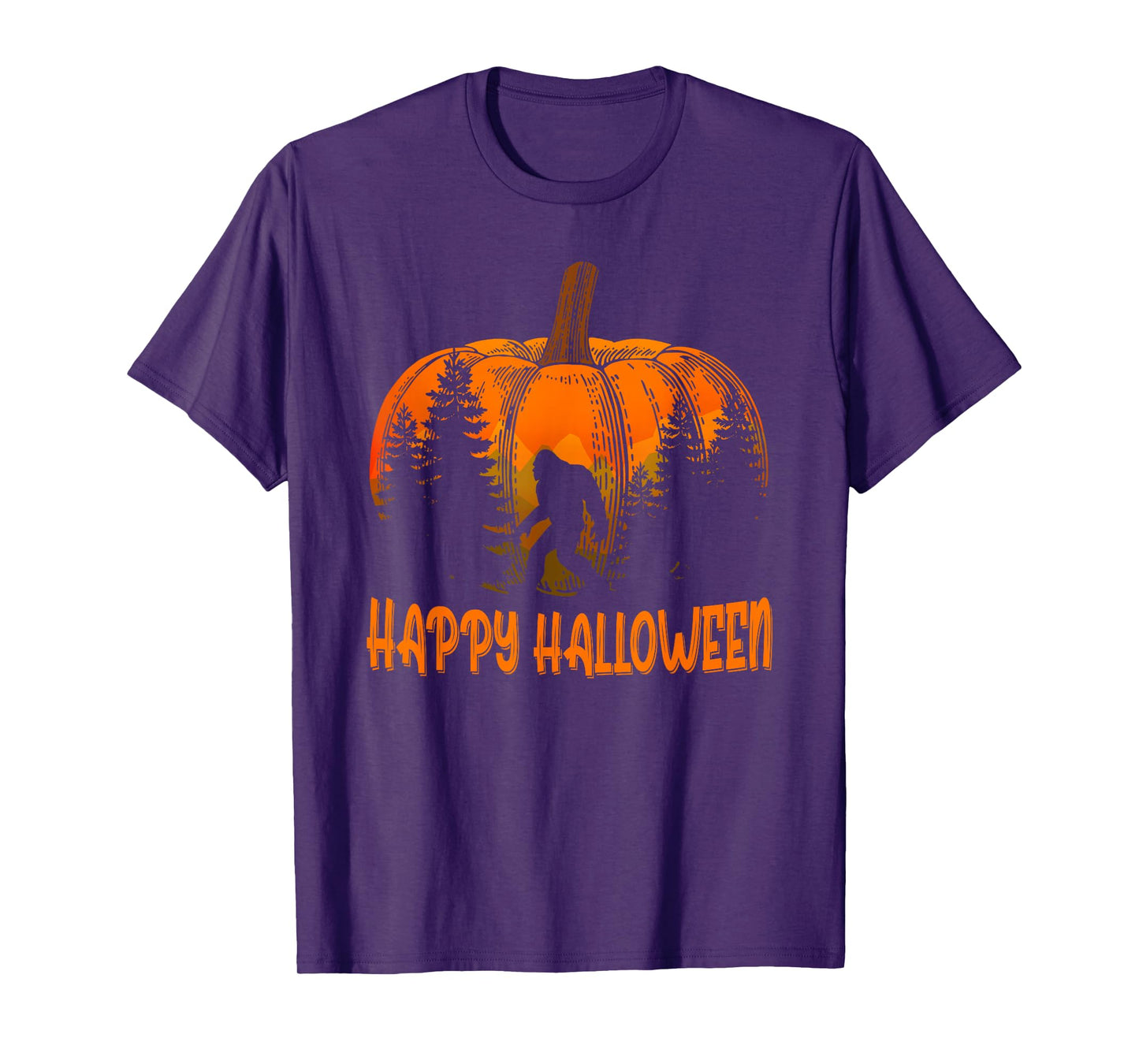 Vintage Bigfoot Pumpkin Halloween Funny Sasquatch Bigfoot T-Shirt