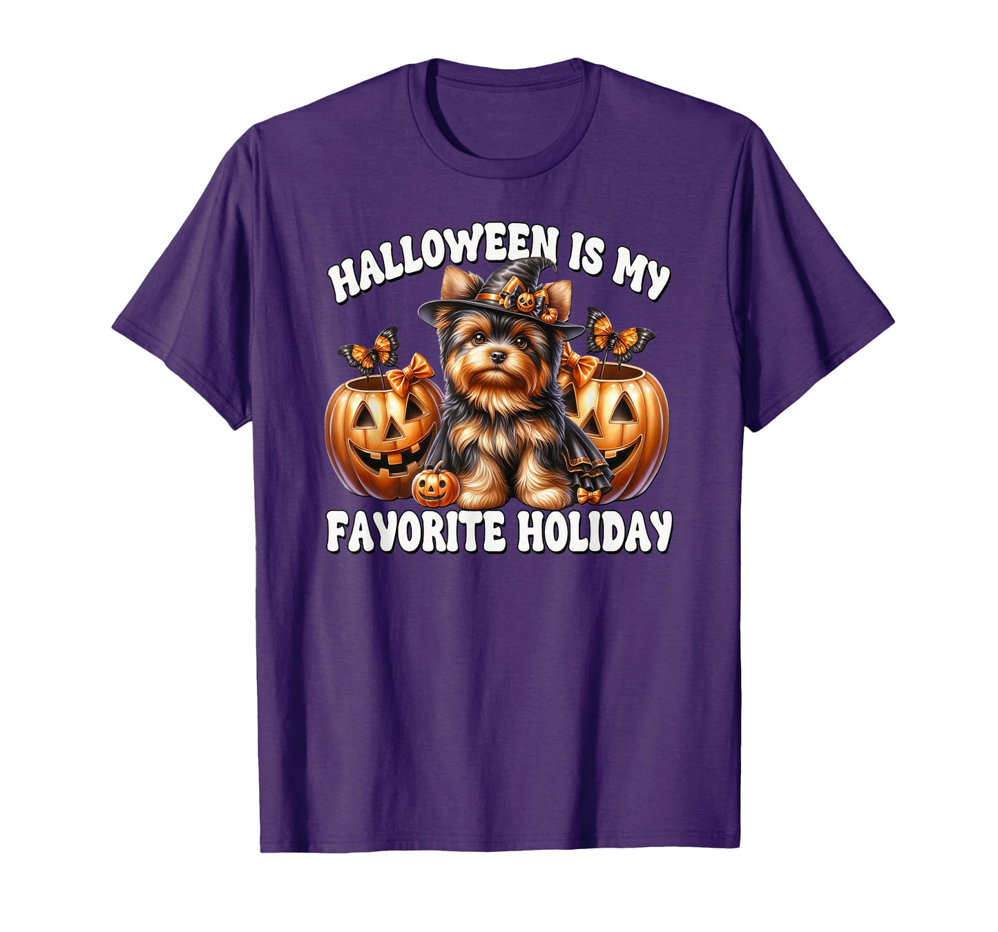 Halloween is My Favorite Holiday Graphic for Yorkie Mom T-Shirt