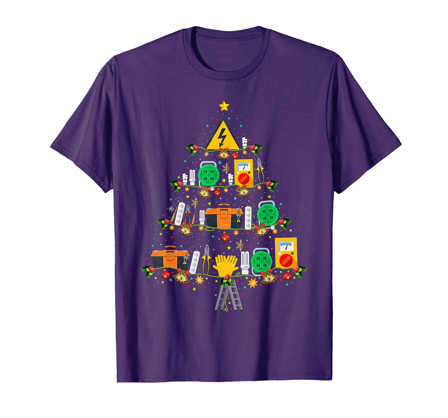 Electrical Tools Xmas Tree Lights Electrician Christmas T-Shirt