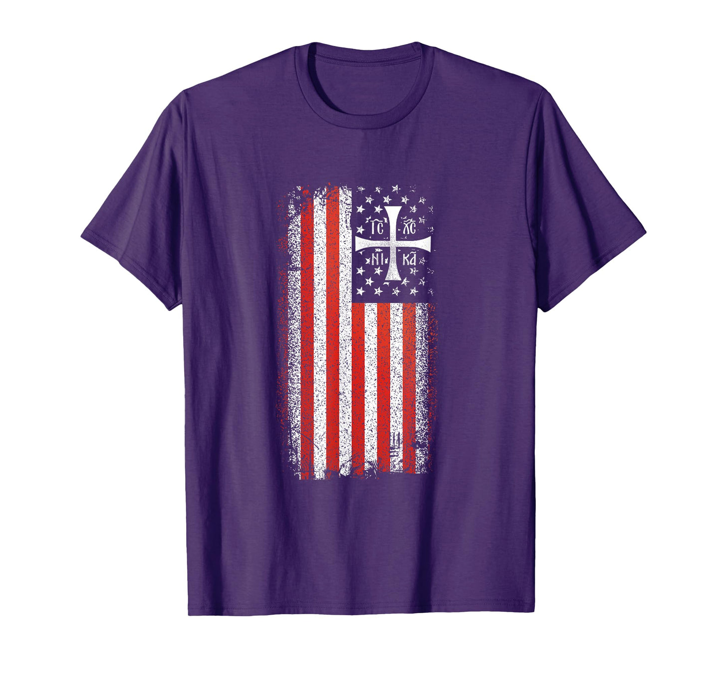 IC XC NIKA Orthodox Christian American Flag Vintage T-Shirt