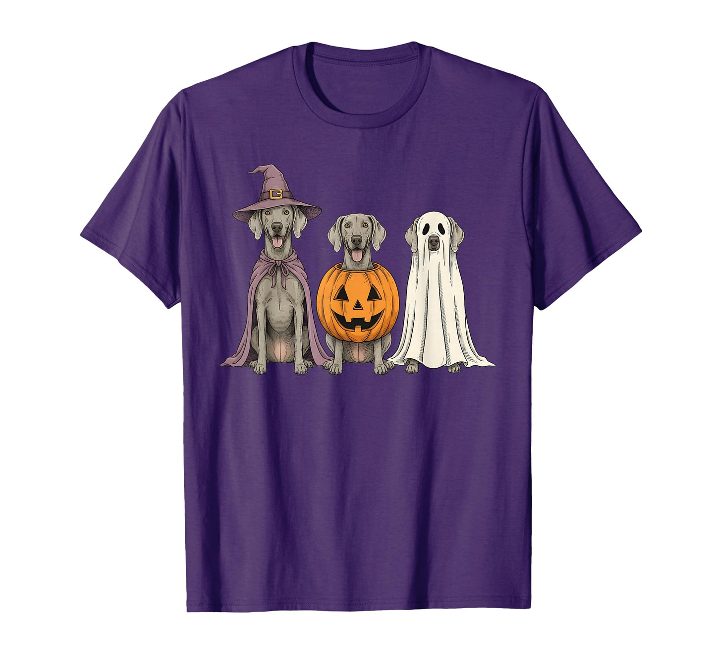 Spooky Ghost Weimaraner Pumpkin Halloween Dog Lover T-Shirt