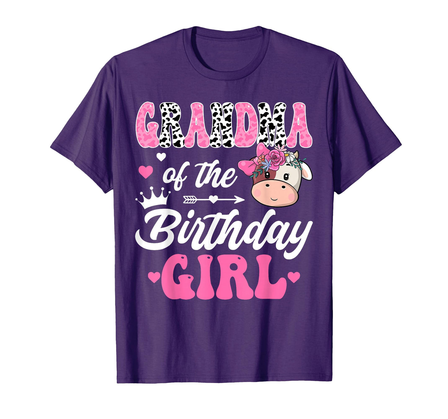 Grandma Of The Birthday Girl Farm Cow 1St Birthday Girl T-Shirt