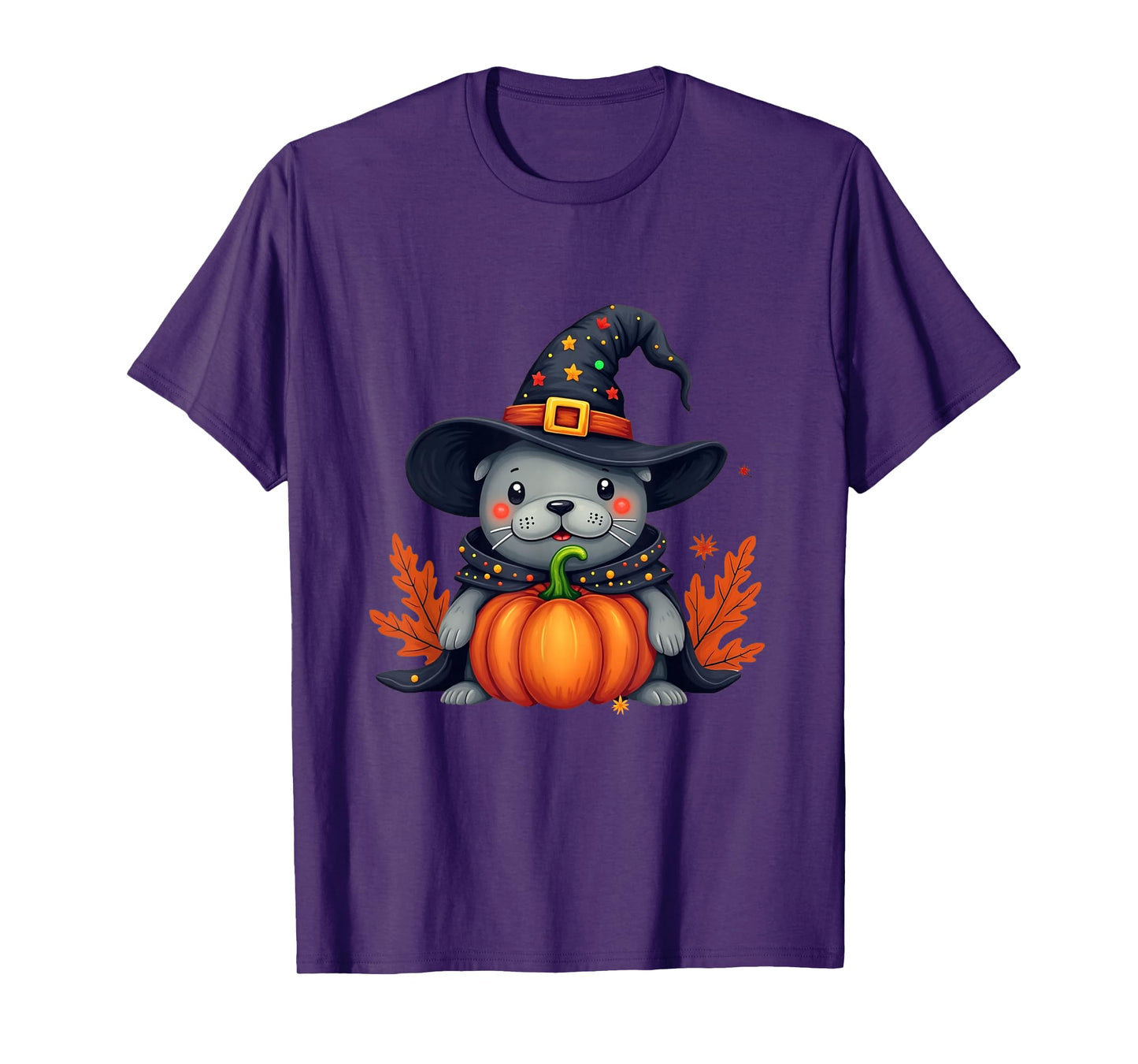 Boo JEE Manatee Witch Hat Pumpkin Halloween Costume Spooky T-Shirt