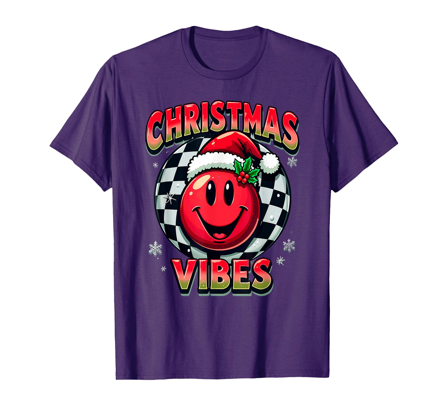 Santa Hat Smile Emoticon Christmas Vibes T-Shirt
