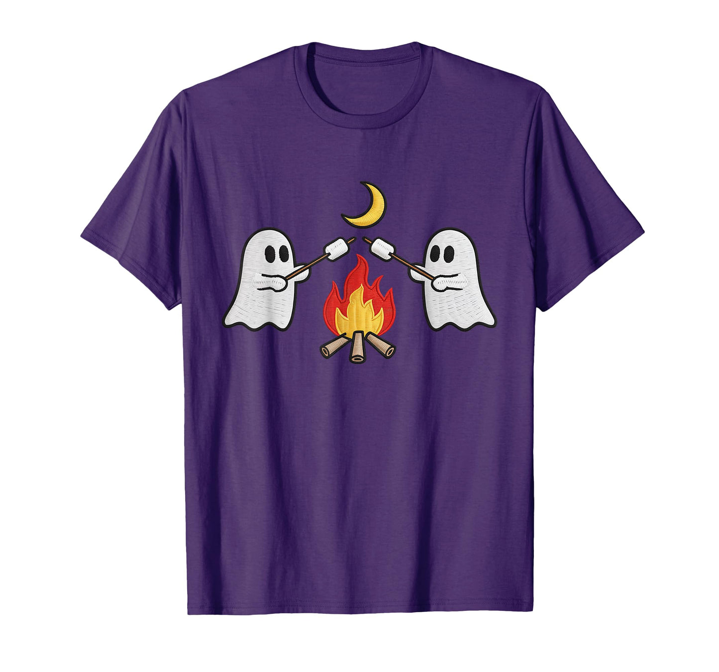 Halloween Ghost Camping Lovers Embroidered Trick or Treat T-Shirt