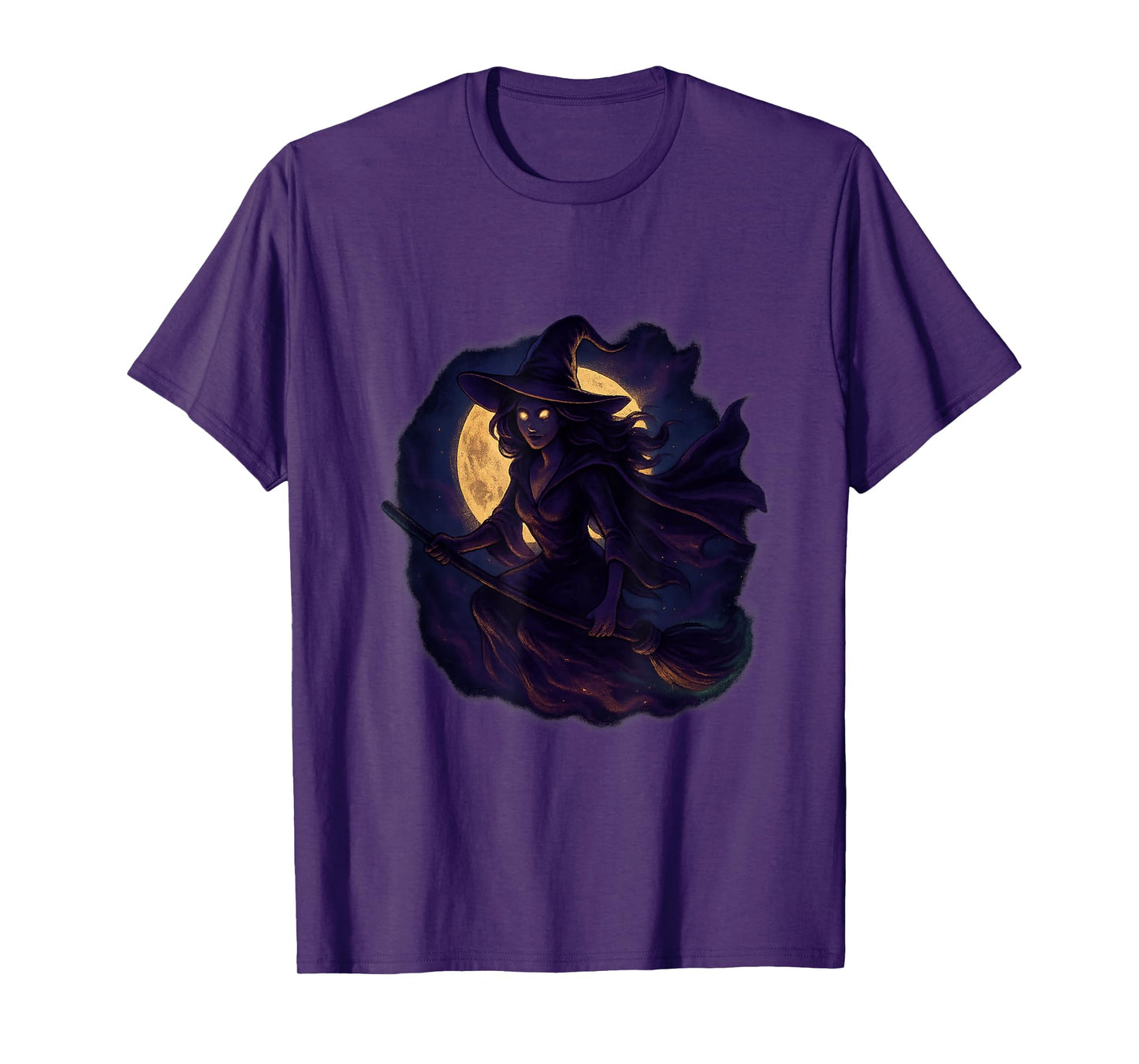 Witch Flying Broom Halloween Design Dark Glow T-Shirt