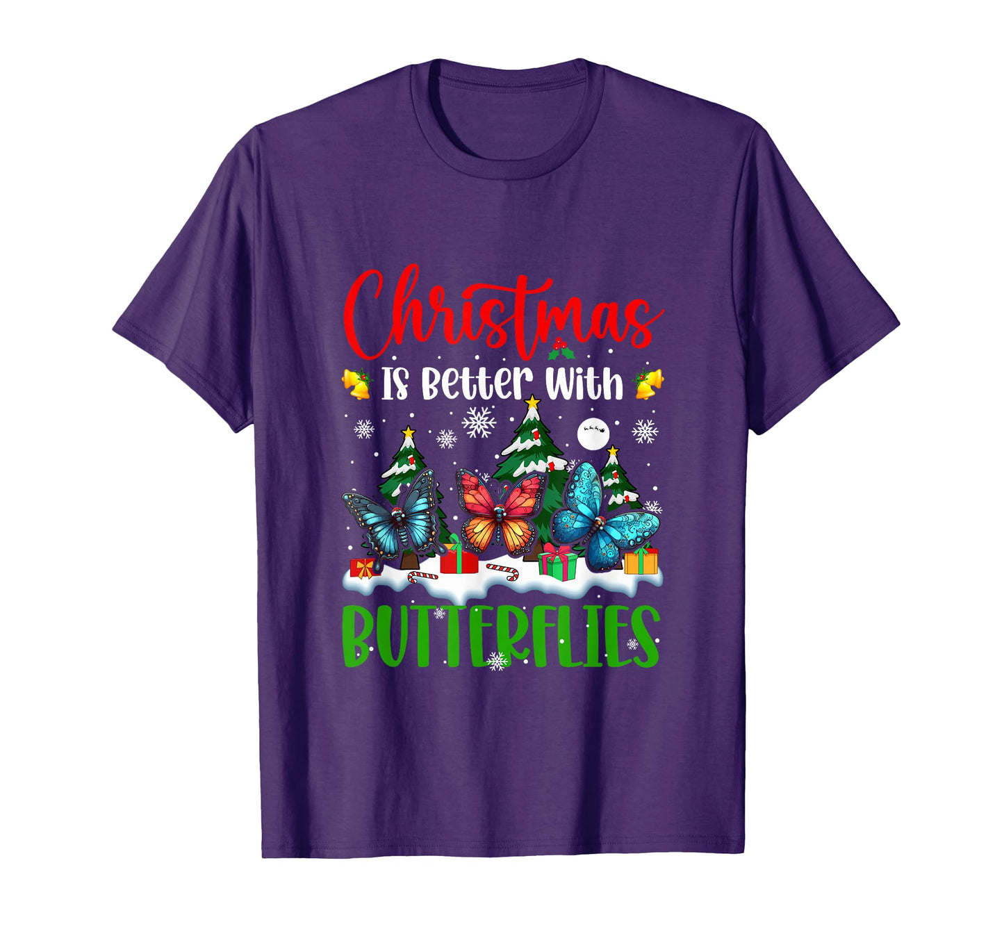 Xmas is Better Funny Joke Butterflies Lover Christmas Tree T-Shirt