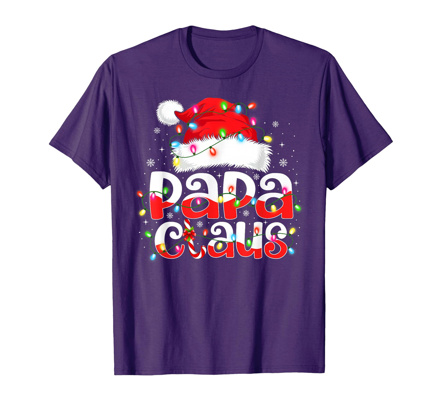 Papa Claus Shirt Christmas Lights Pajama Family Matching T-Shirt