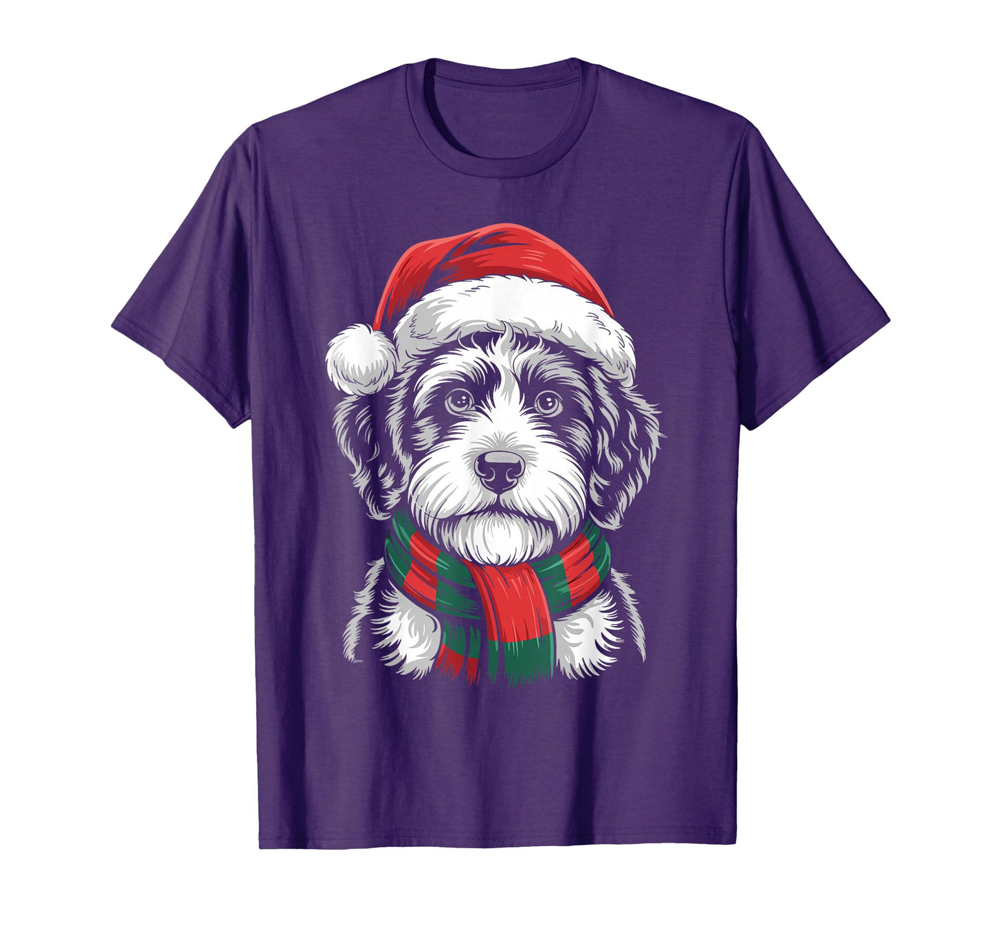 Portuguese Water Dog Xmas Santa Hat Scarf Christmas Costume T-Shirt