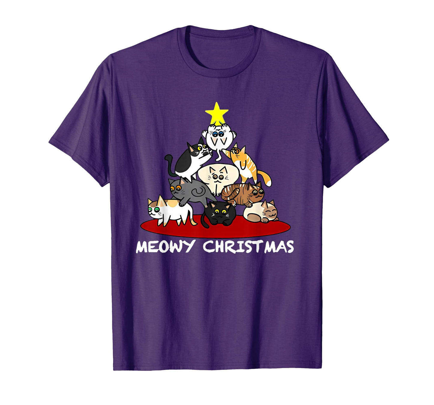 Funny Meowy Christmas Cat Tree for Animals Lovers T-Shirt