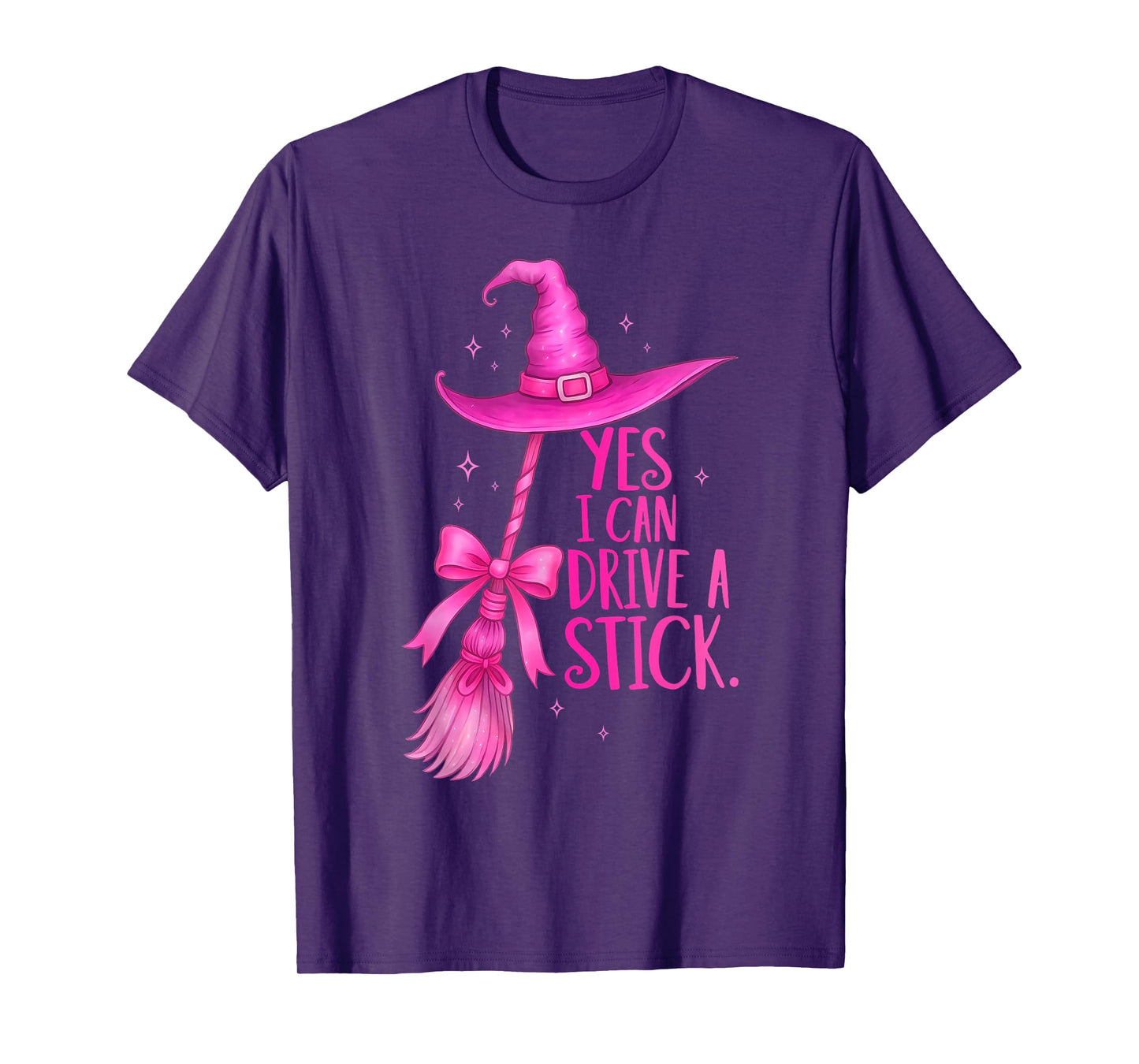 Yes I Can Drive A Stick Funny Halloween Witch Spooky Girls T-Shirt