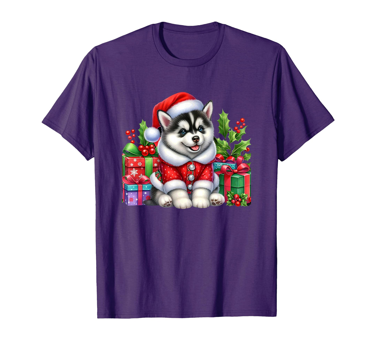 Merry Husky Santa Cute Christmas Puppy Joy T-Shirt