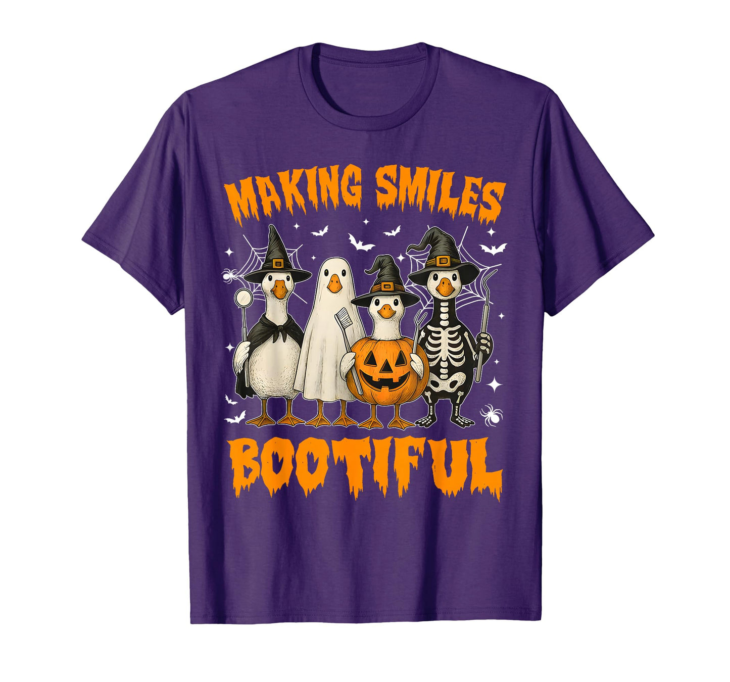 Making Smiles Bootiful Boo Ghost Goose Halloween Dental Crew T-Shirt
