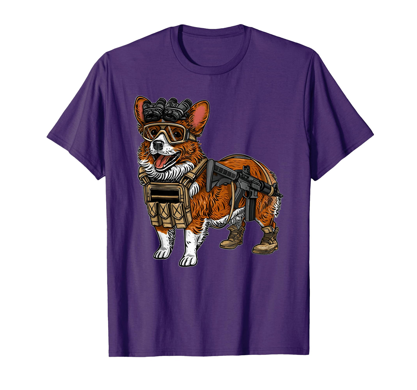 Funny Tactical Corgi Dog T-Shirt for Men Women
