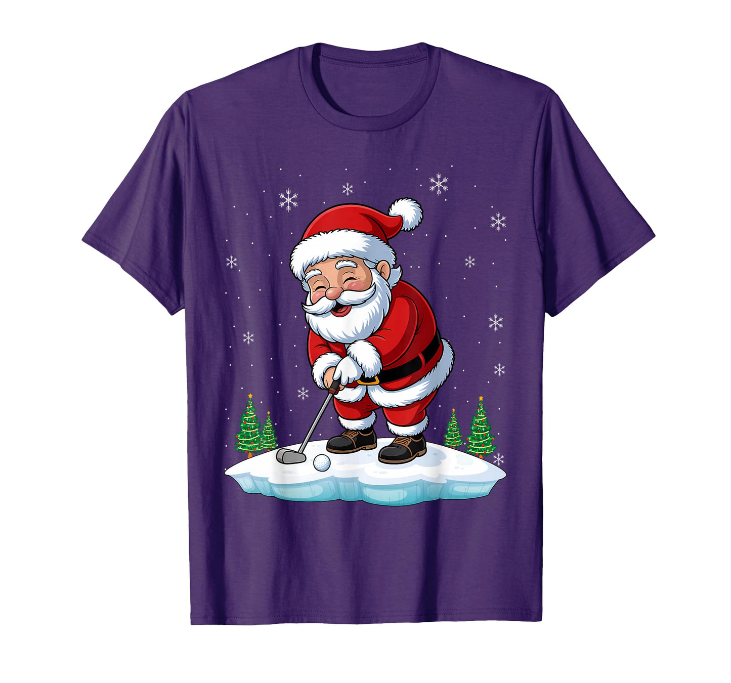Christmas Golf Santa Claus Swing Funny T-Shirt