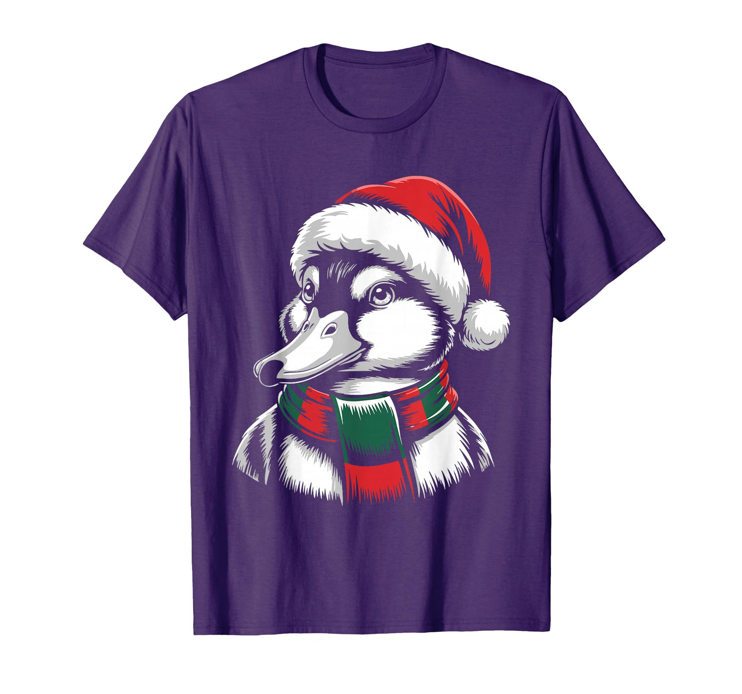 Mallard Bird Xmas Santa Hat Scarf Christmas Costume T-Shirt