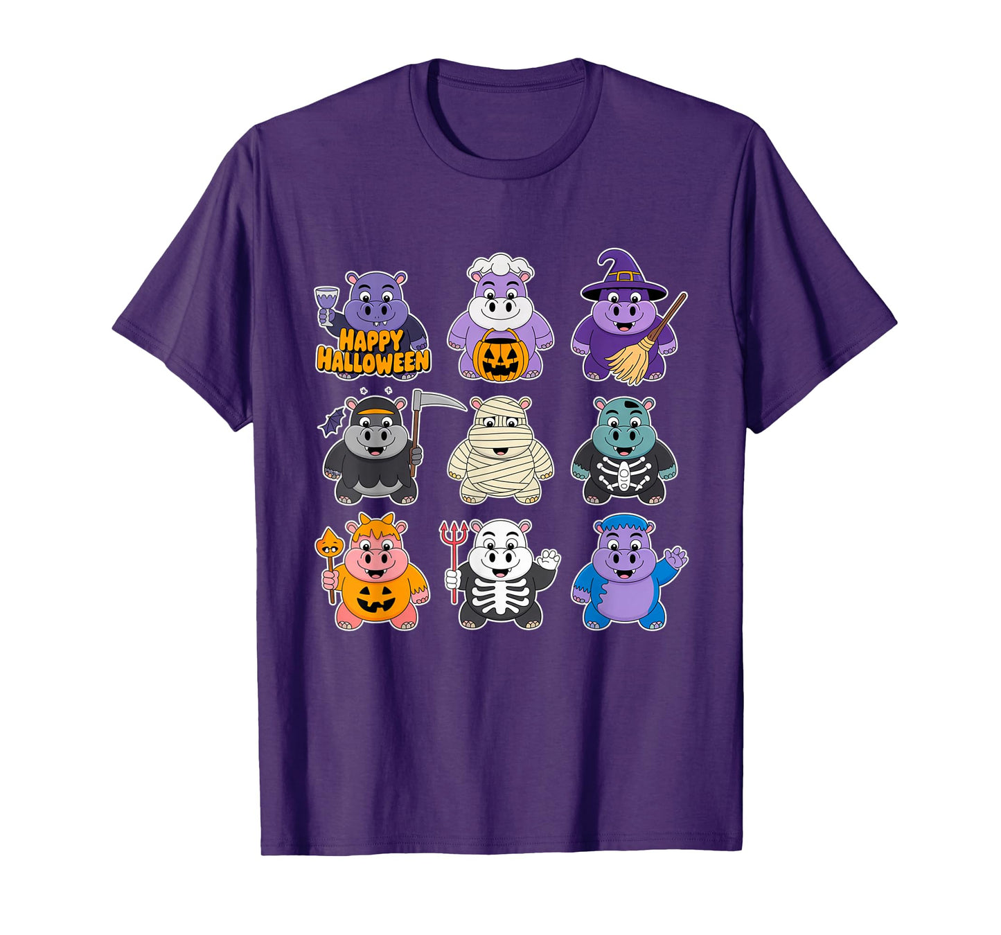 Hippo Ghost Witch Zombie Mummy Halloween Costume T-Shirt