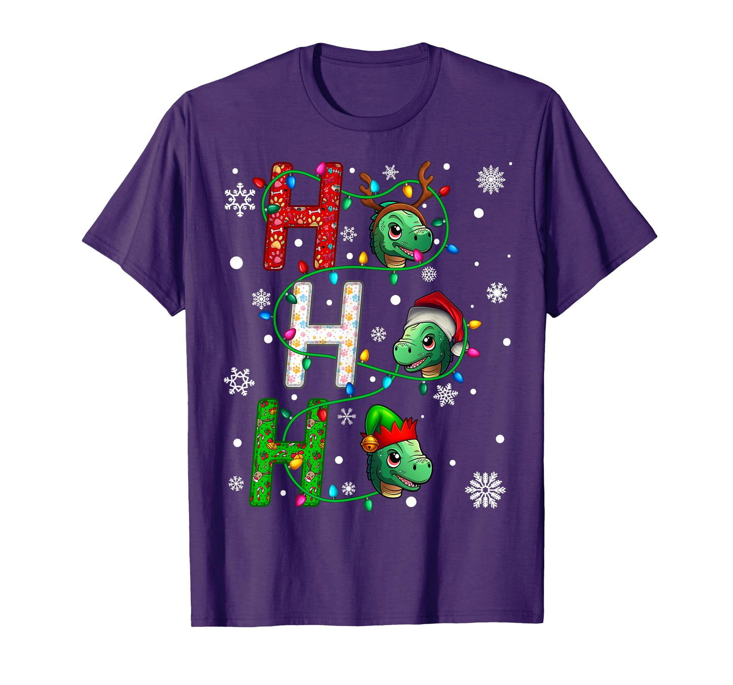 Matching Christmas Santa Hat Ho Ho Ho Dinosaur Animal Xmas T-Shirt