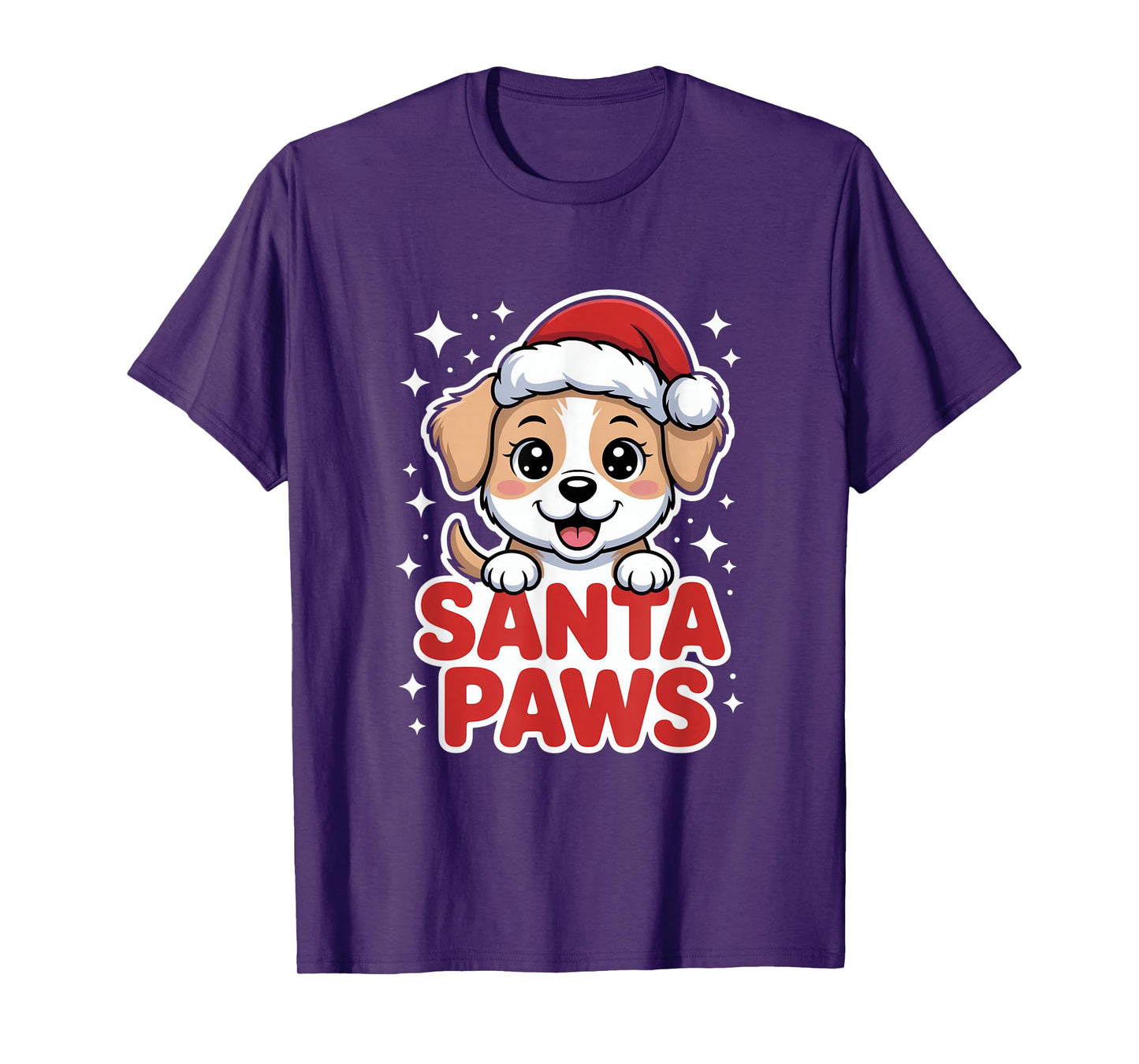 Santa Paws Cute Puppy in Santa Hat Christmas Dog T-Shirt