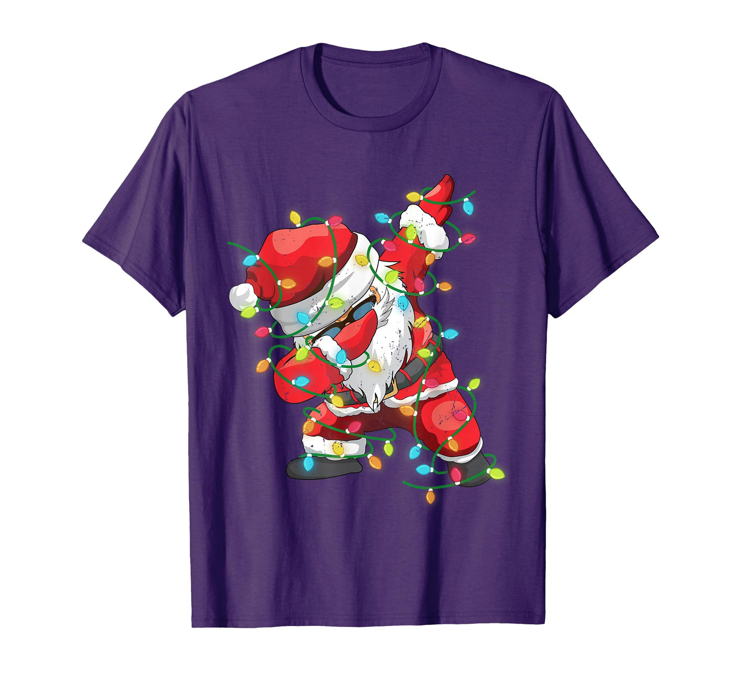 Christmas Dabbing Santa Xmas Lights Girls Boys Teens Kids T-Shirt