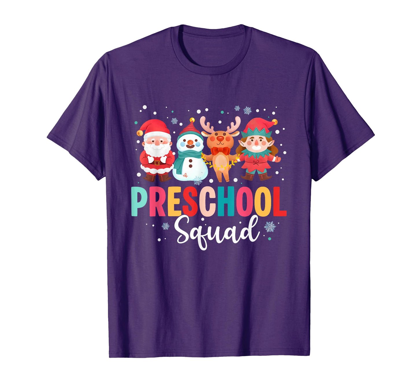 Preschool Squad Christmas Teacher Santa Reindeer Snowman T-Shirt