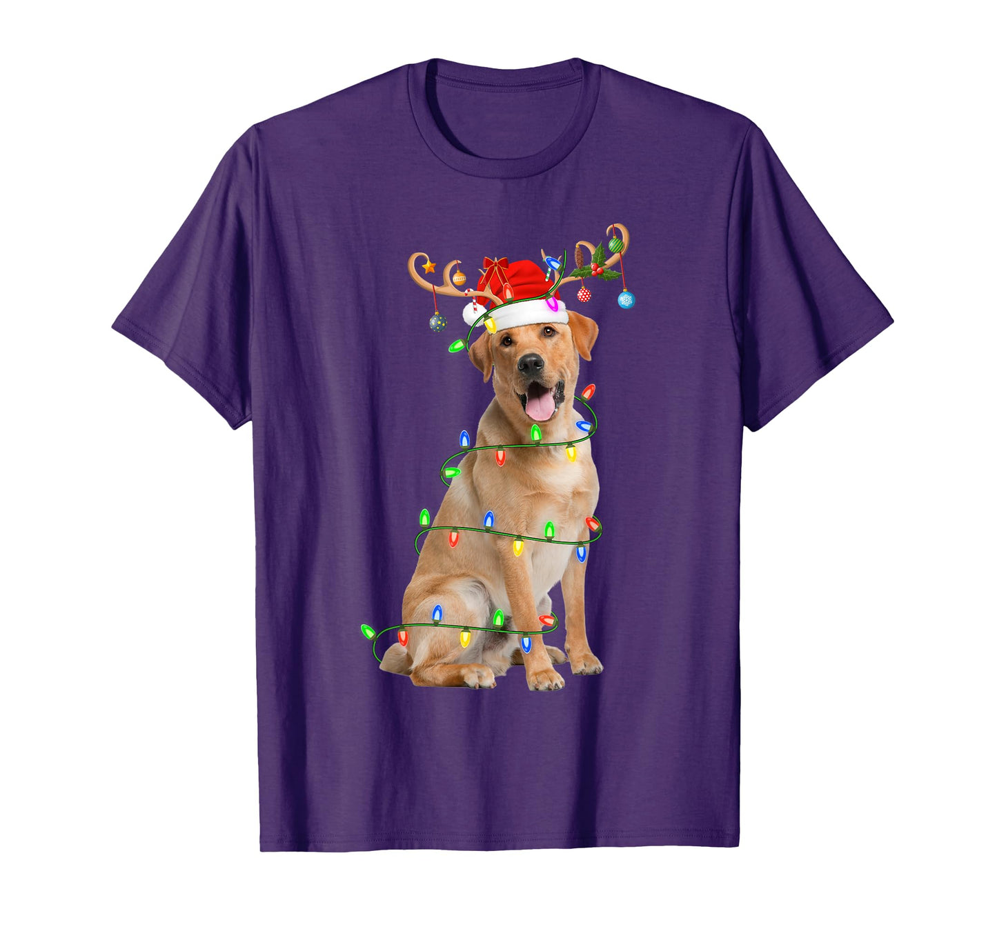 Labrador Retriever Christmas Lights Santa Pet Dog Lover Xmas T-Shirt