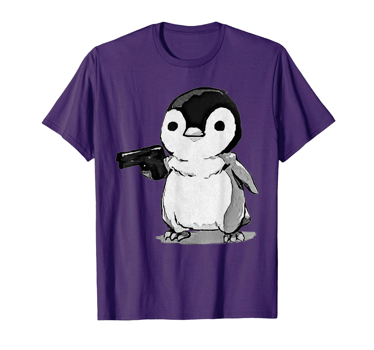 Eagerlys The Little Penguin Holding A Gun Vintage Art T-Shirt
