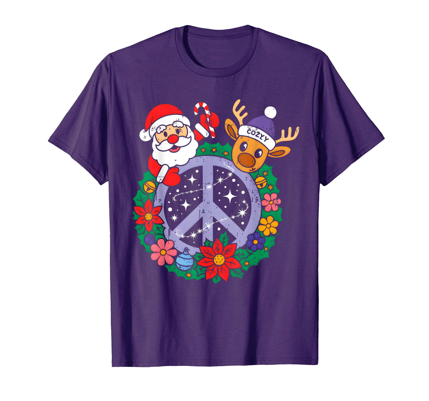 Funny Groovy Christmas Santa Claus ReindeerXmas Vibes T-Shirt