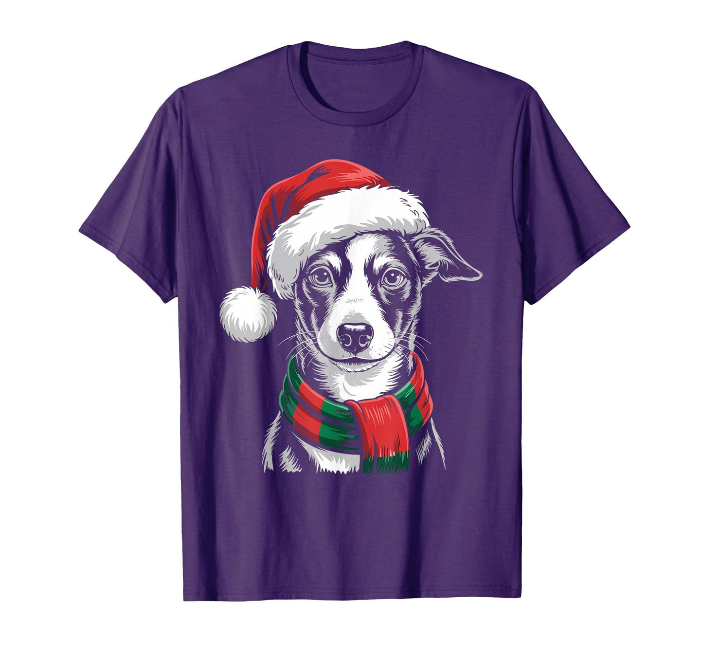 Italian Greyhound Dog Xmas Santa Hat Scarf Christmas Costume T-Shirt