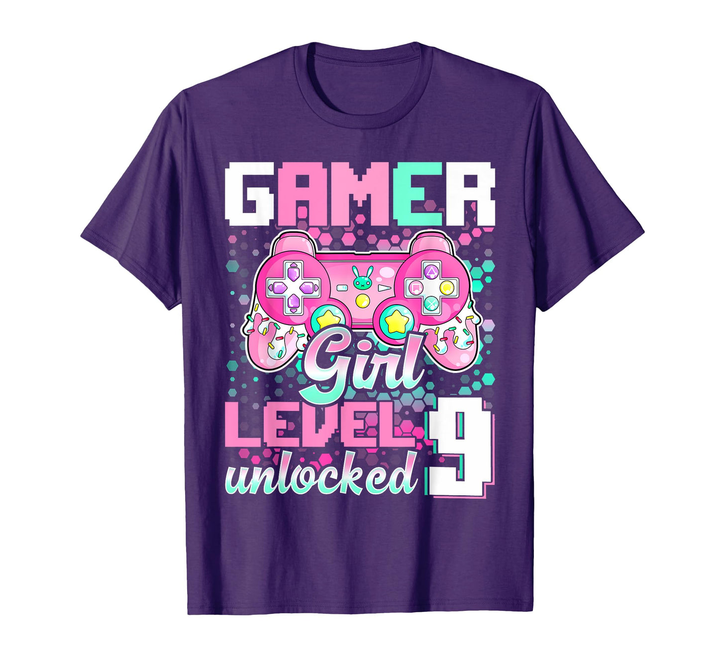 9th Birthday Gift Gamer Girl Level 9 Unlocked Video Game T-Shirt