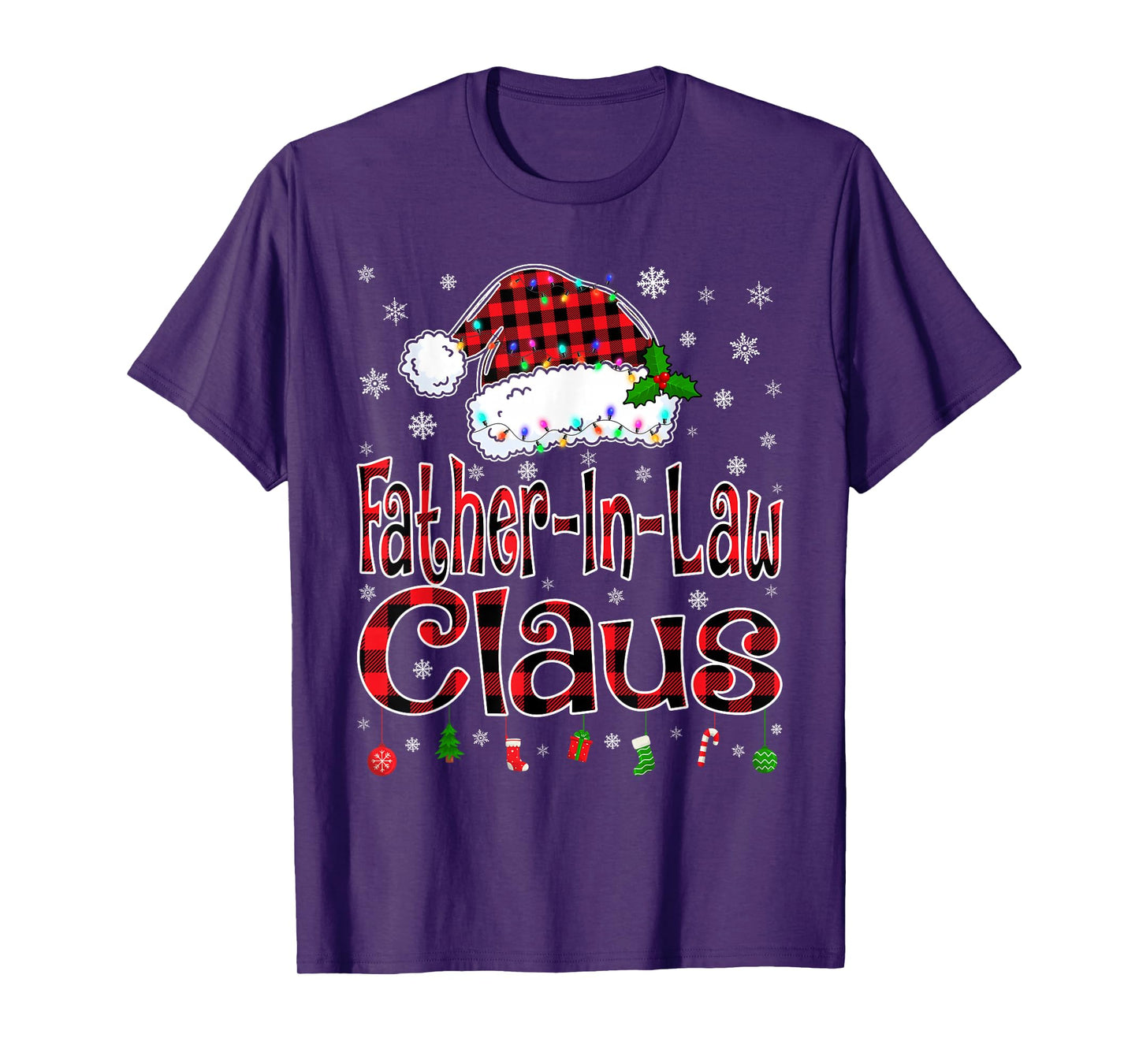 Father-in-Law Claus Christmas Lights Xmas Pajama Family Tees T-Shirt