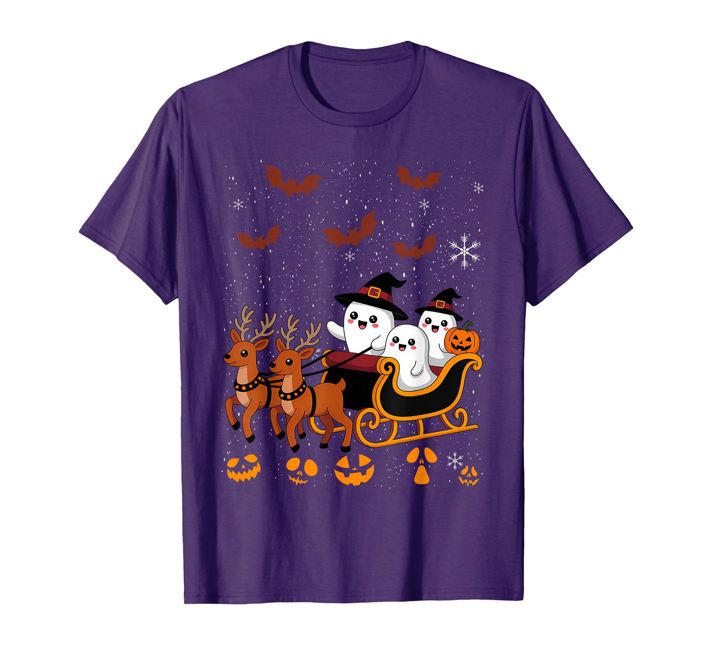 Halloween Christmas Santa's Reindeer Ghost Happy T-Shirt