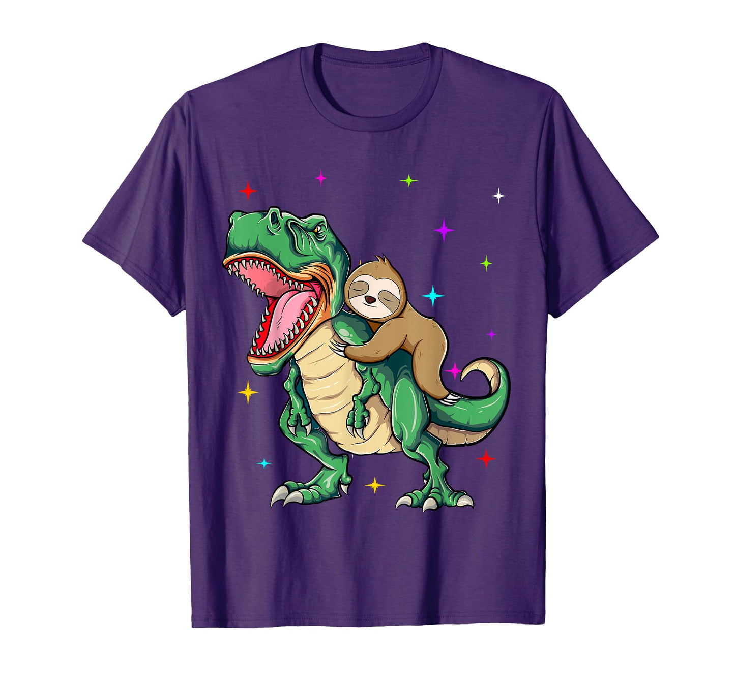 Funny Sloth Riding a T-Rex Dinosaur T-Shirt