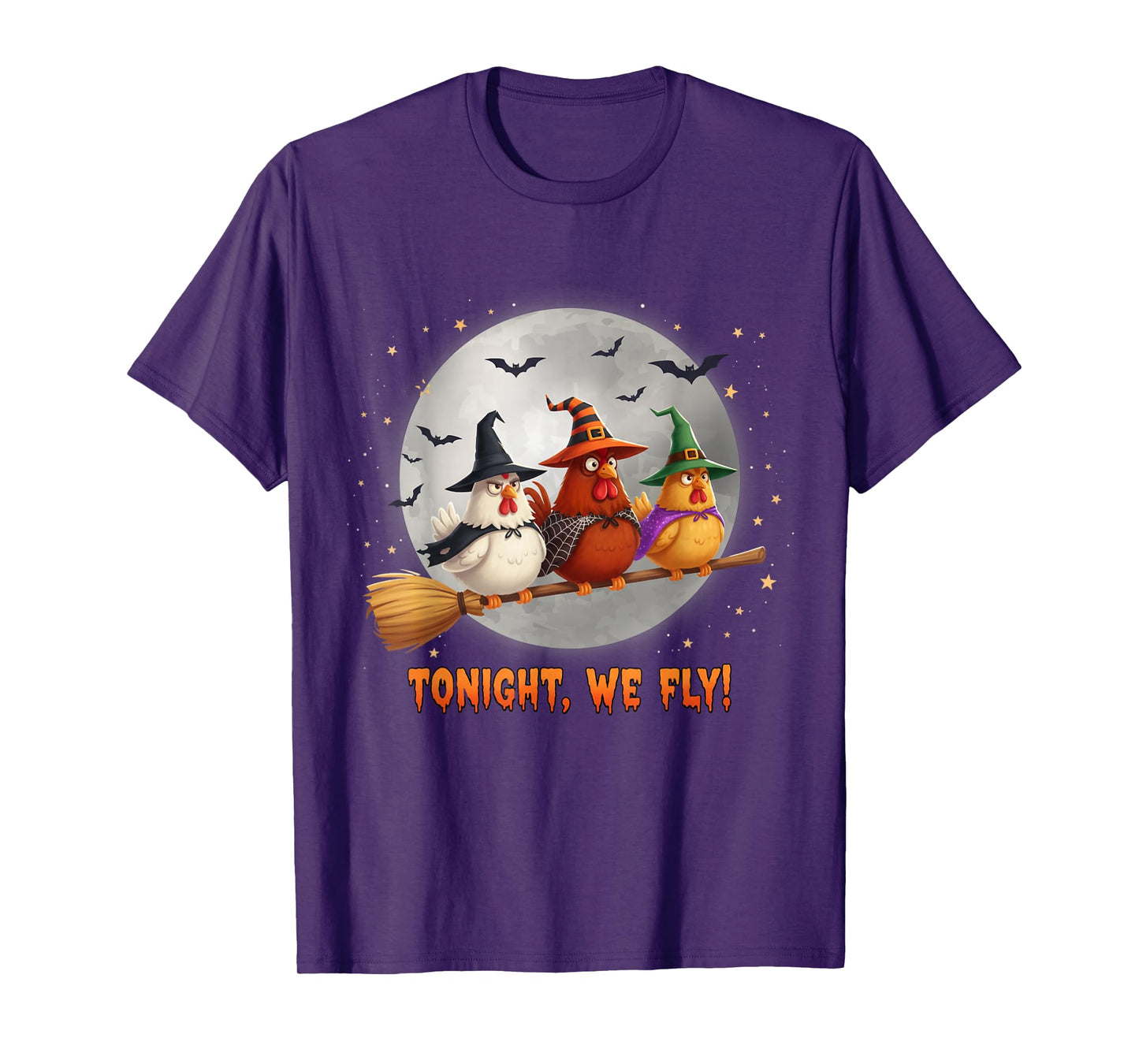Tonight We Fly Funny Chicken Witch Spooky Season Farm Ghost T-Shirt