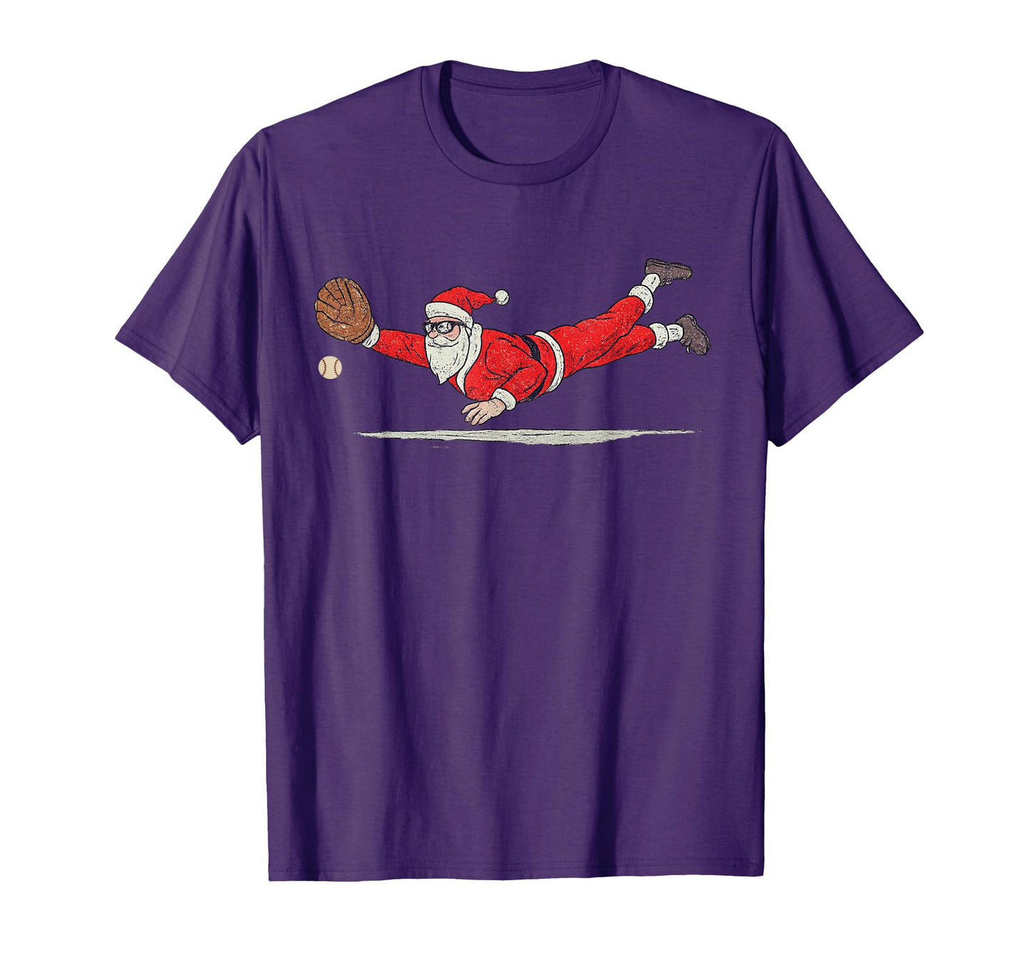 Santa Claus Playing Baseball Xmas Holiday Funny Christmas T-Shirt
