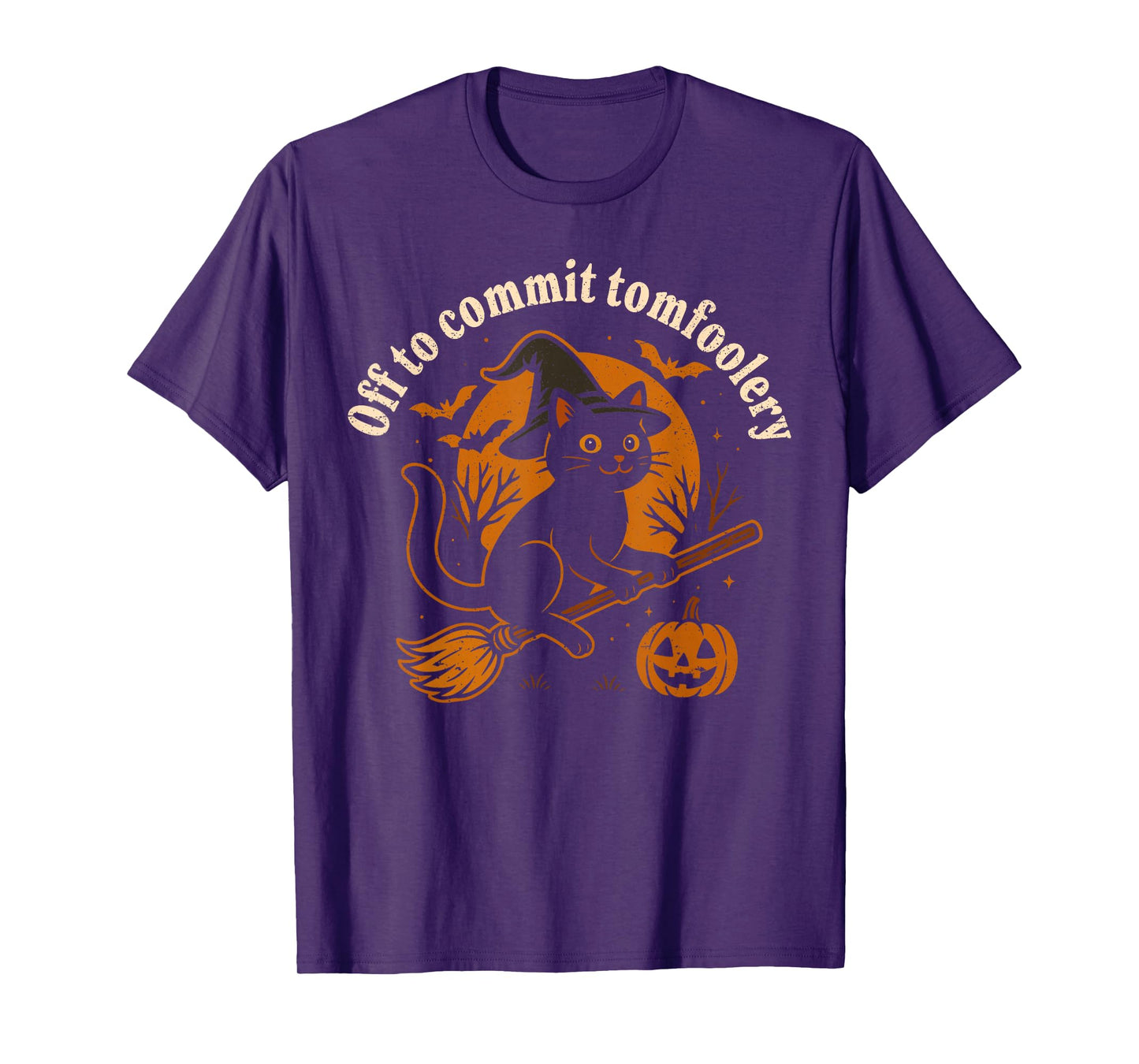 Tomfoolery Off to Commit Tom Foolery Black Cat Witch T-Shirt