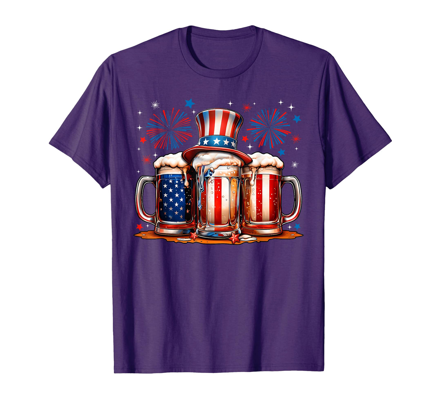 Beer American Flag USA 4th Of July Party Drinking Men Women T-Shirt