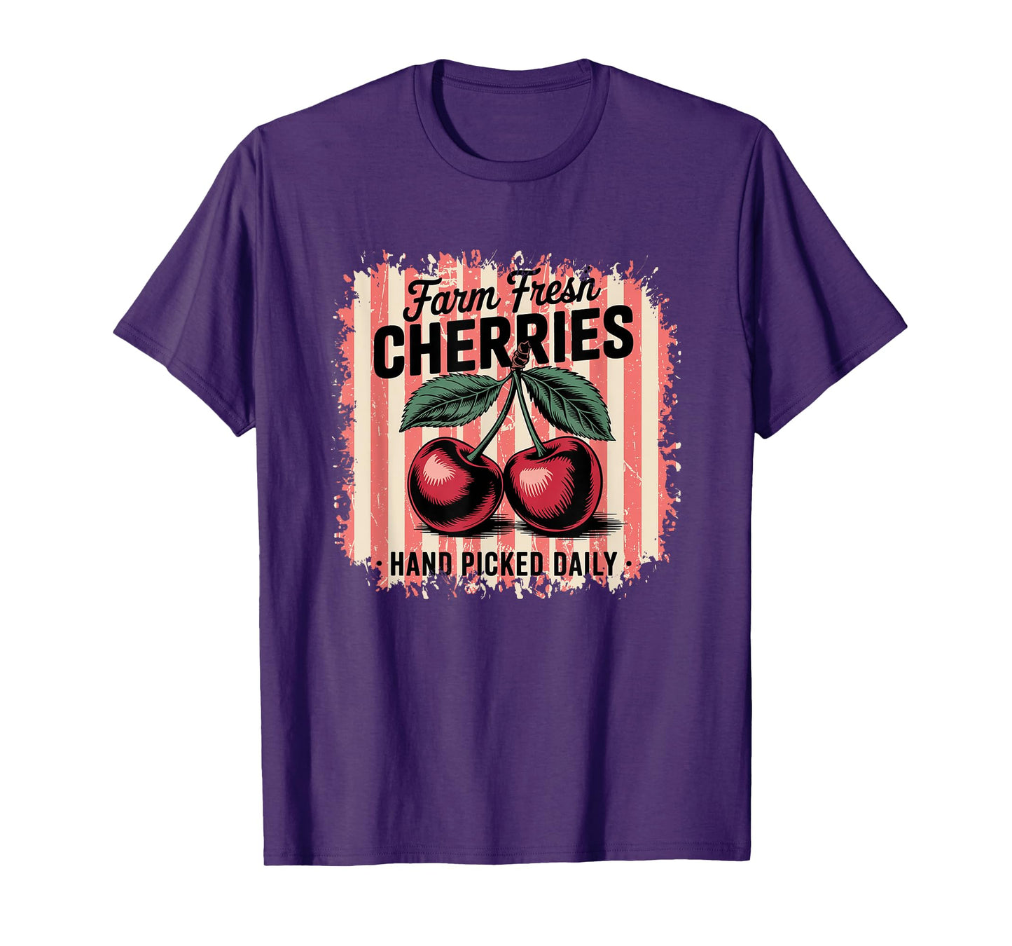 Farm Fresh Cherries Hand Picked Daily Nostalgic Design T-Shirt
