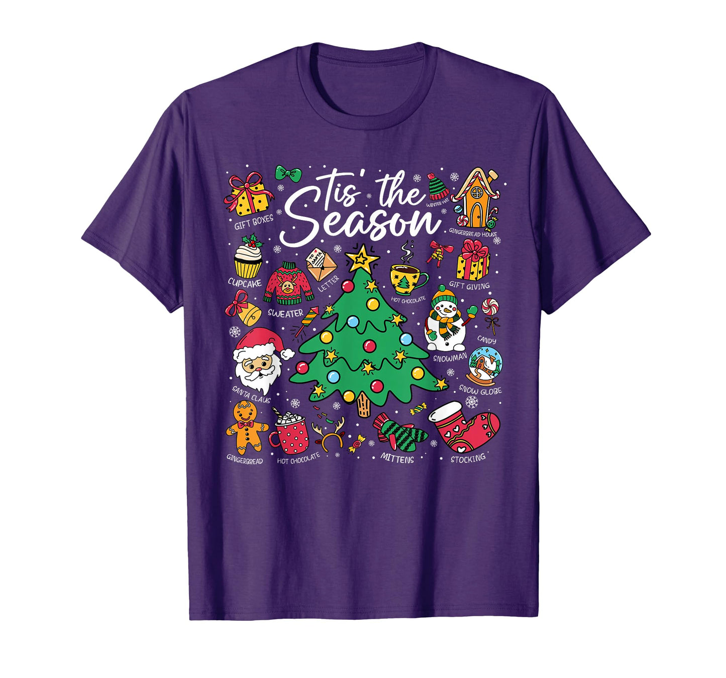 Tis The Season Christmas Tree Santa Claus Holiday Women Kids T-Shirt