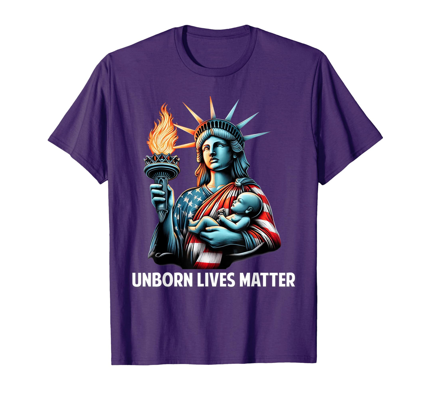 Patriotic American Unborn Lives Matter Pro-Life Catholic T-Shirt for Women Men
