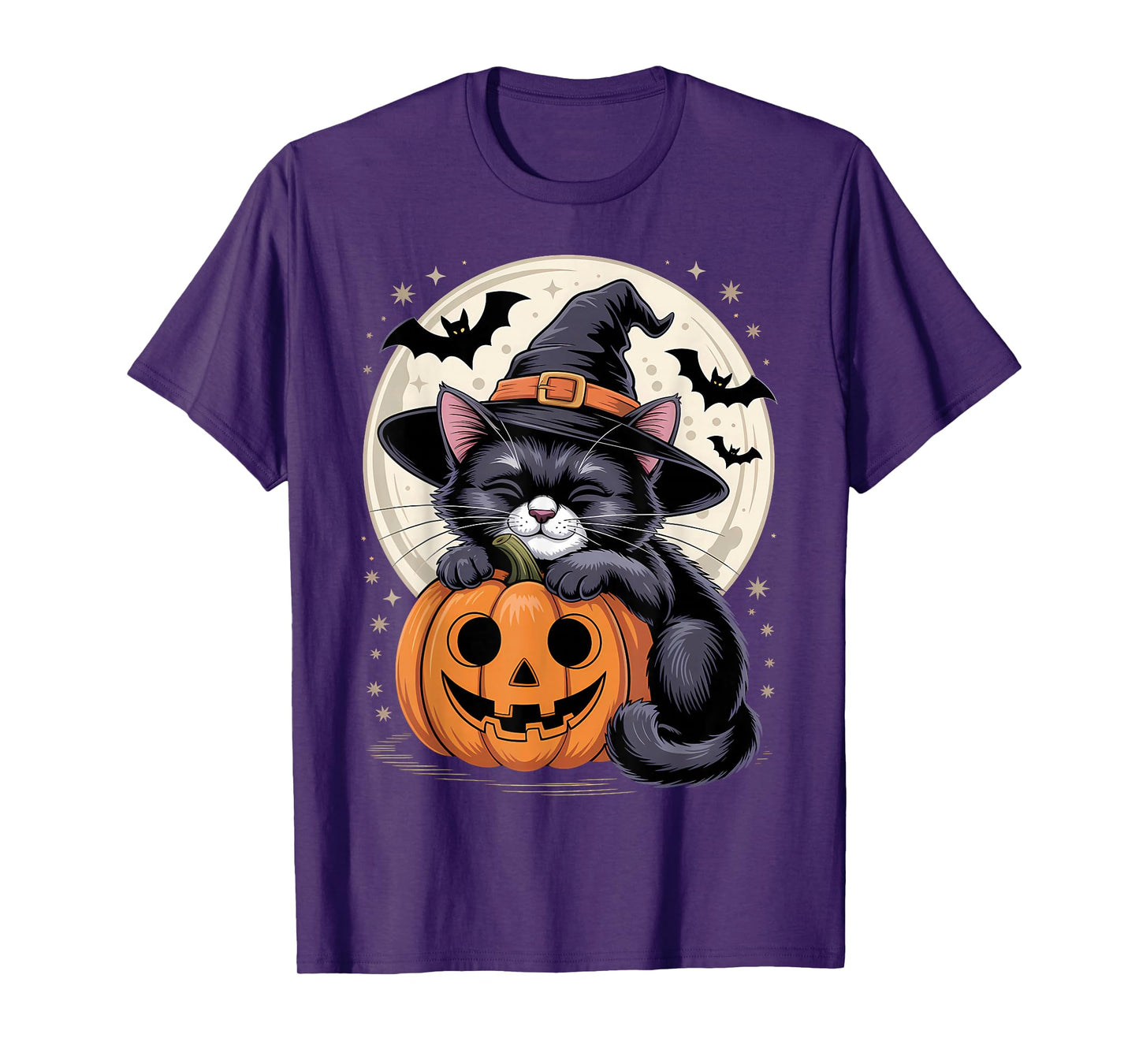 Halloween Black Cat Witch Hat Pumpkin Spooky T-Shirt