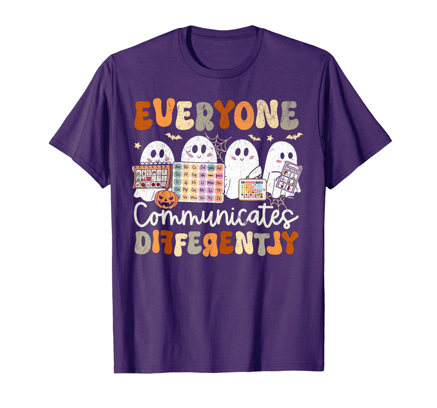 Everyone Communicates Differently Halloween SLP Sped Teacher T-Shirt
