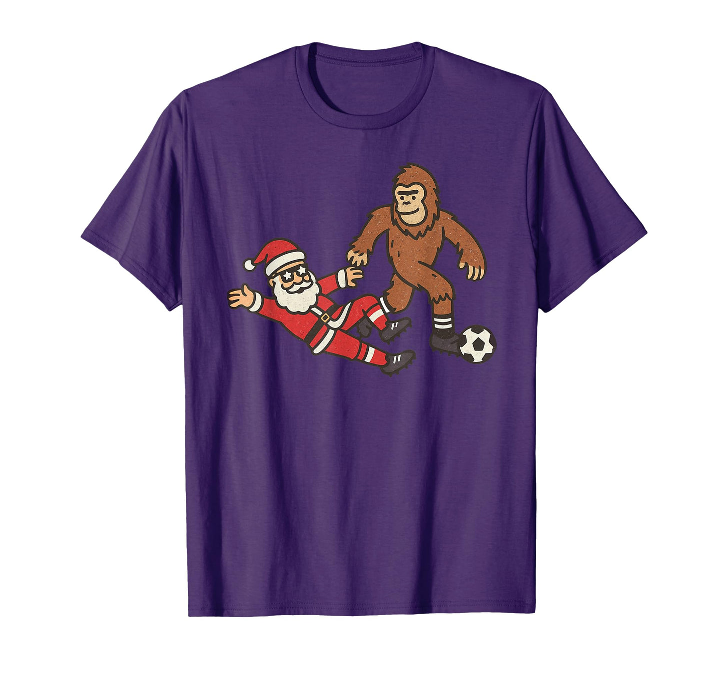 Santa Sasquatch Playing Soccer Christmas Funny Xmas Holiday T-Shirt