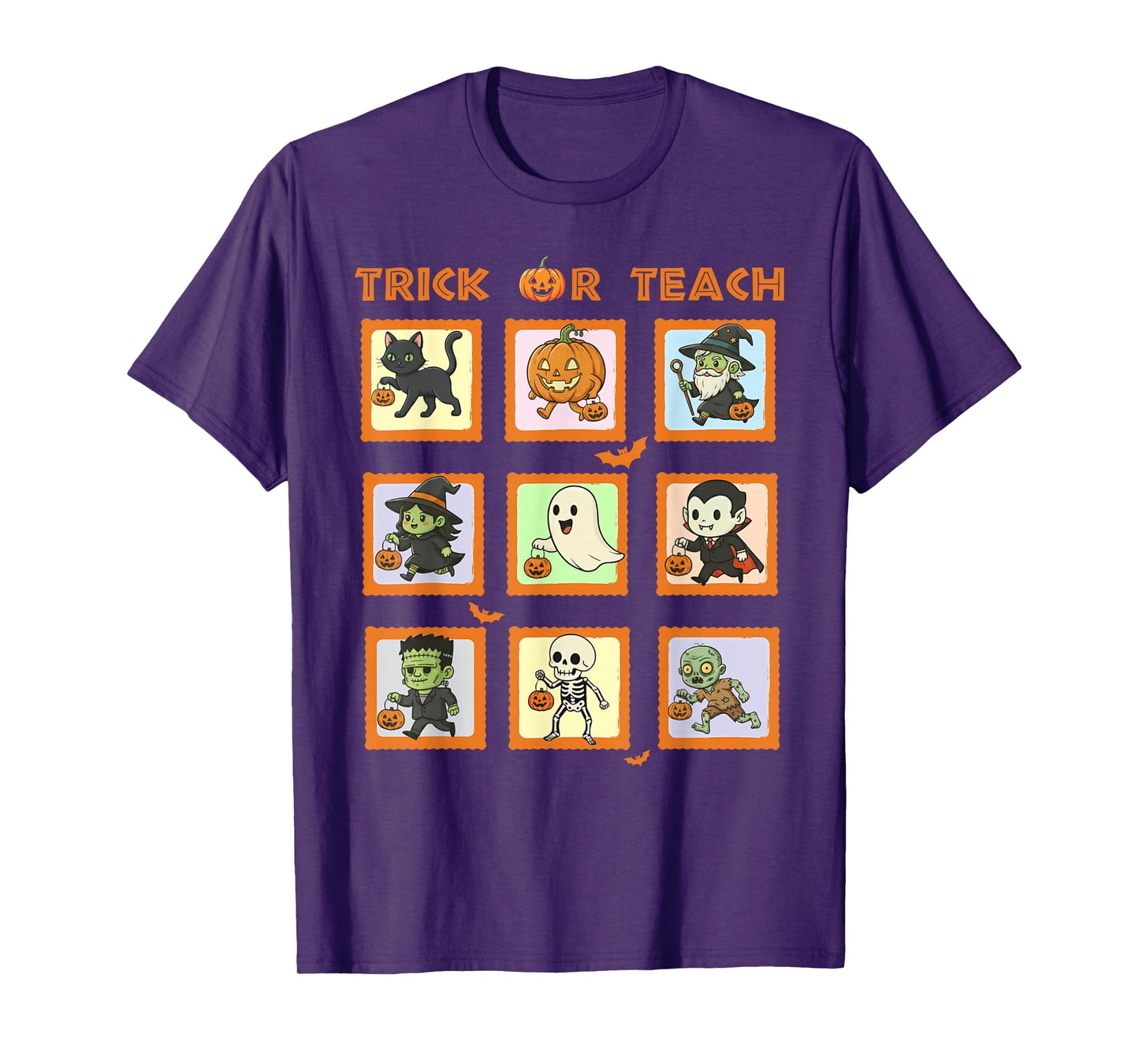 Halloween Teacher Stamps Cute Costumes Trick Or Teach Kids T-Shirt