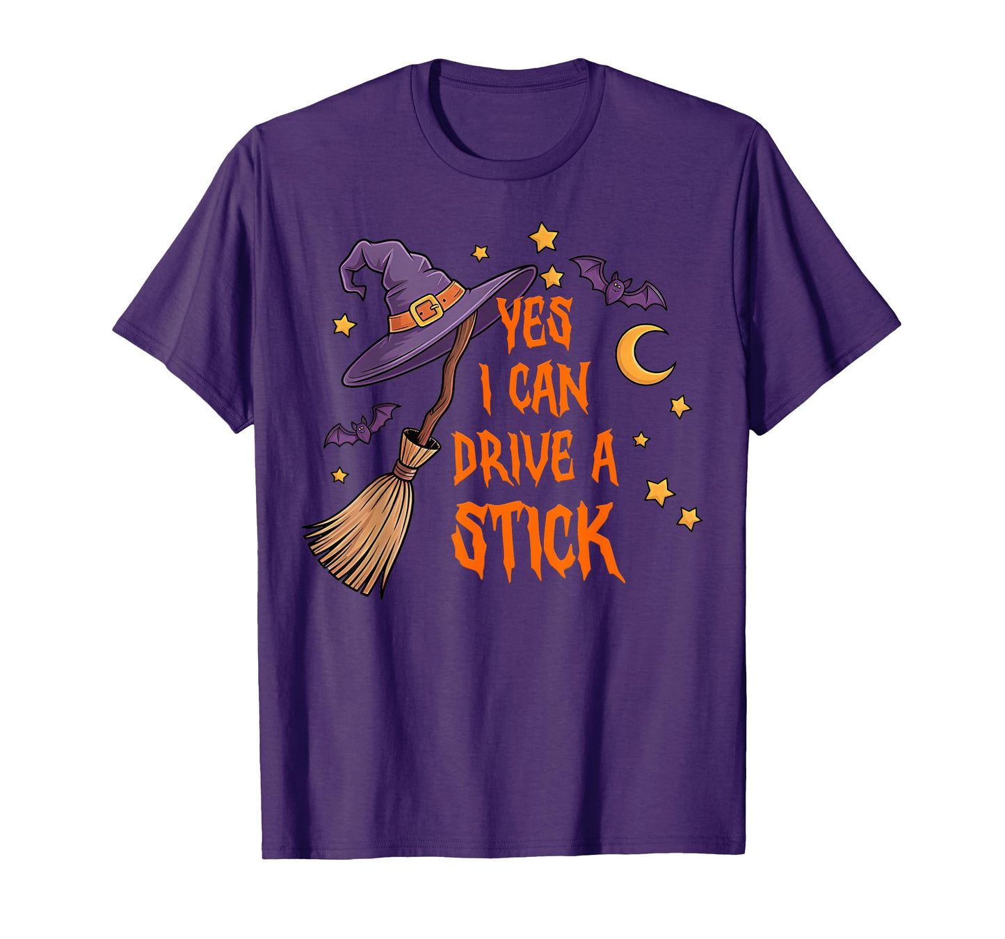 Yes I Can Drive A Stick Funny Halloween Spooky Witch T-Shirt